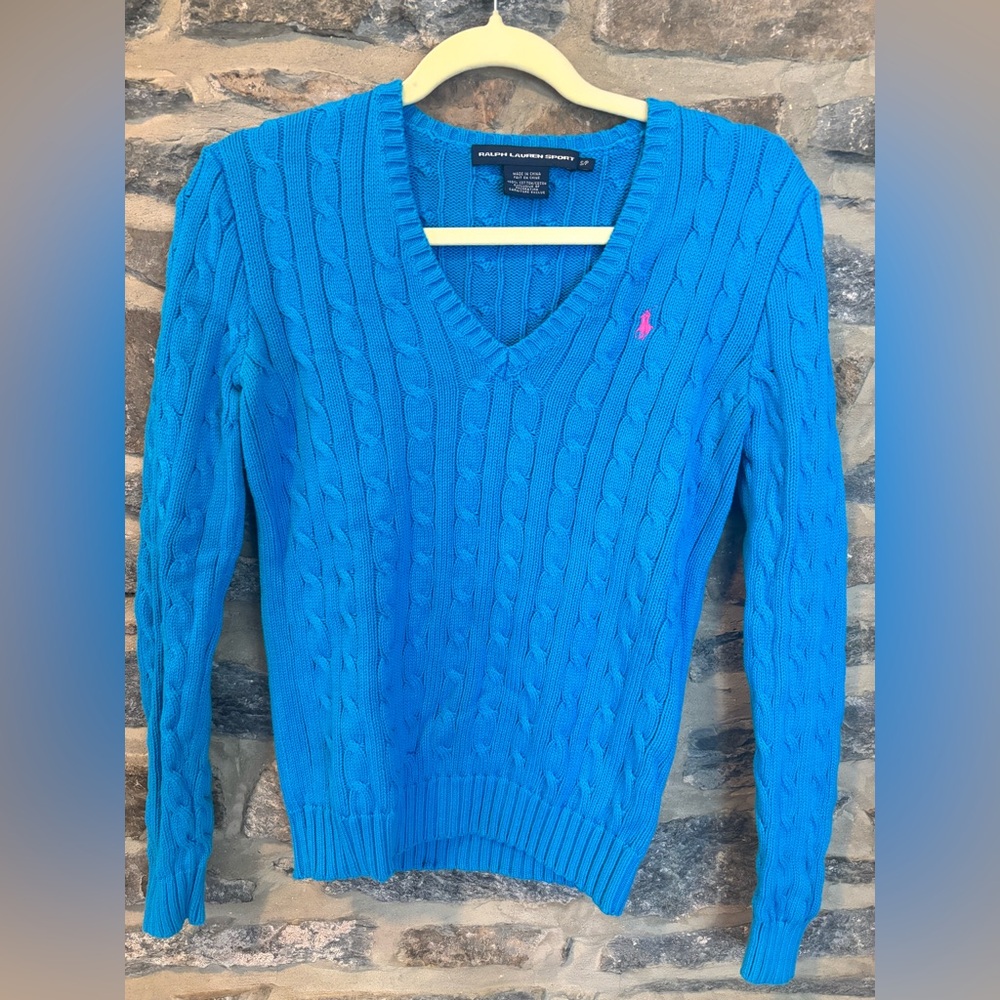 Ralph Lauren Sport Blue Knit Sweater Top - Picture 2 of 3